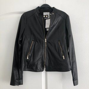 Women's Mango Black Leather Jacket size S